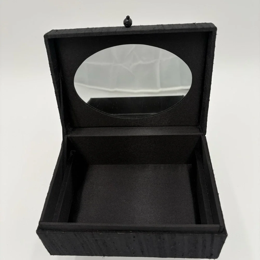 Vintage Handmade In India Black Beaded Jewelry Box 7
